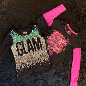 Justice & Happily Ever After: Set of 2 sequin sparkly shirts